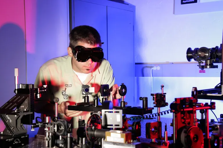 Laser optics in a research laboratory