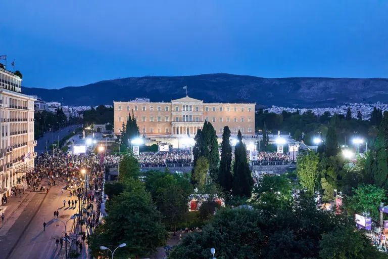 The Hellenic Parliament and Syntagma Square in Athens